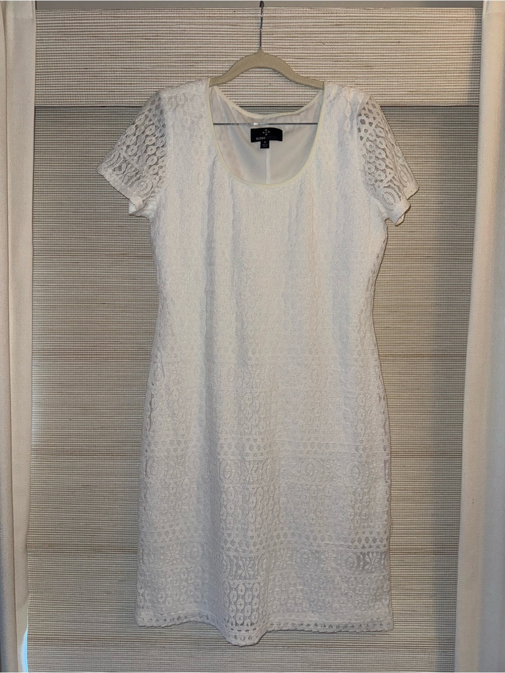 Ronni Nicole White Lace Short Sleeve Dress Size 8
